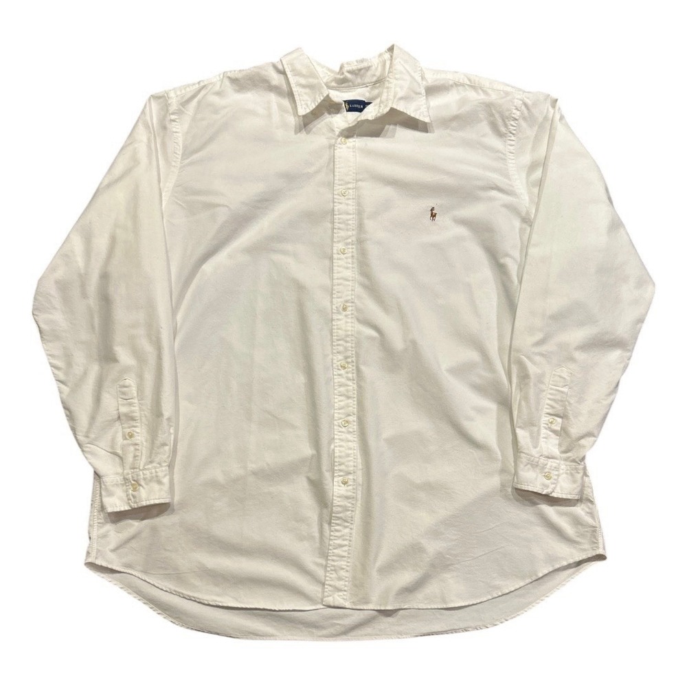 Polo Ralph Lauren Shirt Men 4XLT White Oxford Button Down Flesh Pony